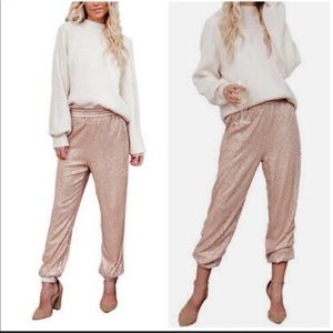 NWT Anthropologie Rose Gold Joggers